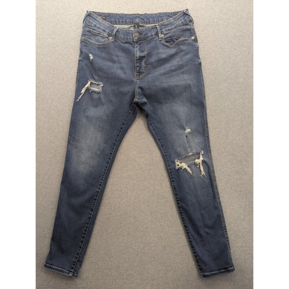 True Religion Jennie Curvy Jeans Womens 34 Blue Mid Rise Skinny Distressed
